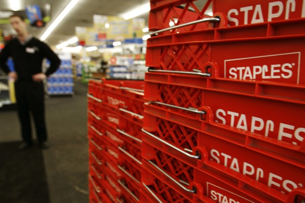 Staples' stock plunges to a 13-year low