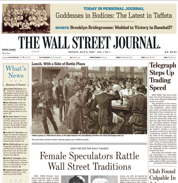 This is a rendition of the articles in the first issue of the Wall Street Journal in 1888, as they might have been displayed in 2016. Photo from TheAtlantic.com