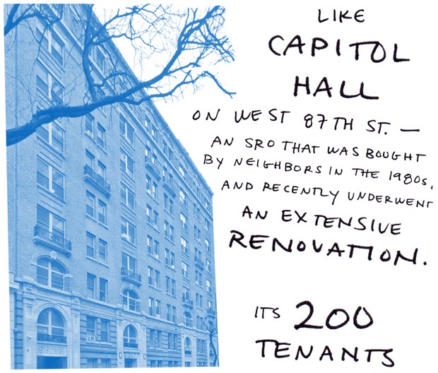 like Capitol Hall on west 87th street - an SRO that was bought by neighbors in the 1980s and recently underwent an extensive renovation. Its 200 tenants