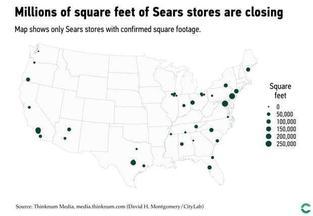 Locations of Sears stores facing closure