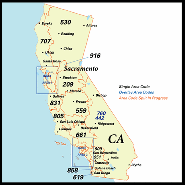 Area Codes Los Angeles Map