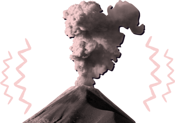 Active volcano with smoke