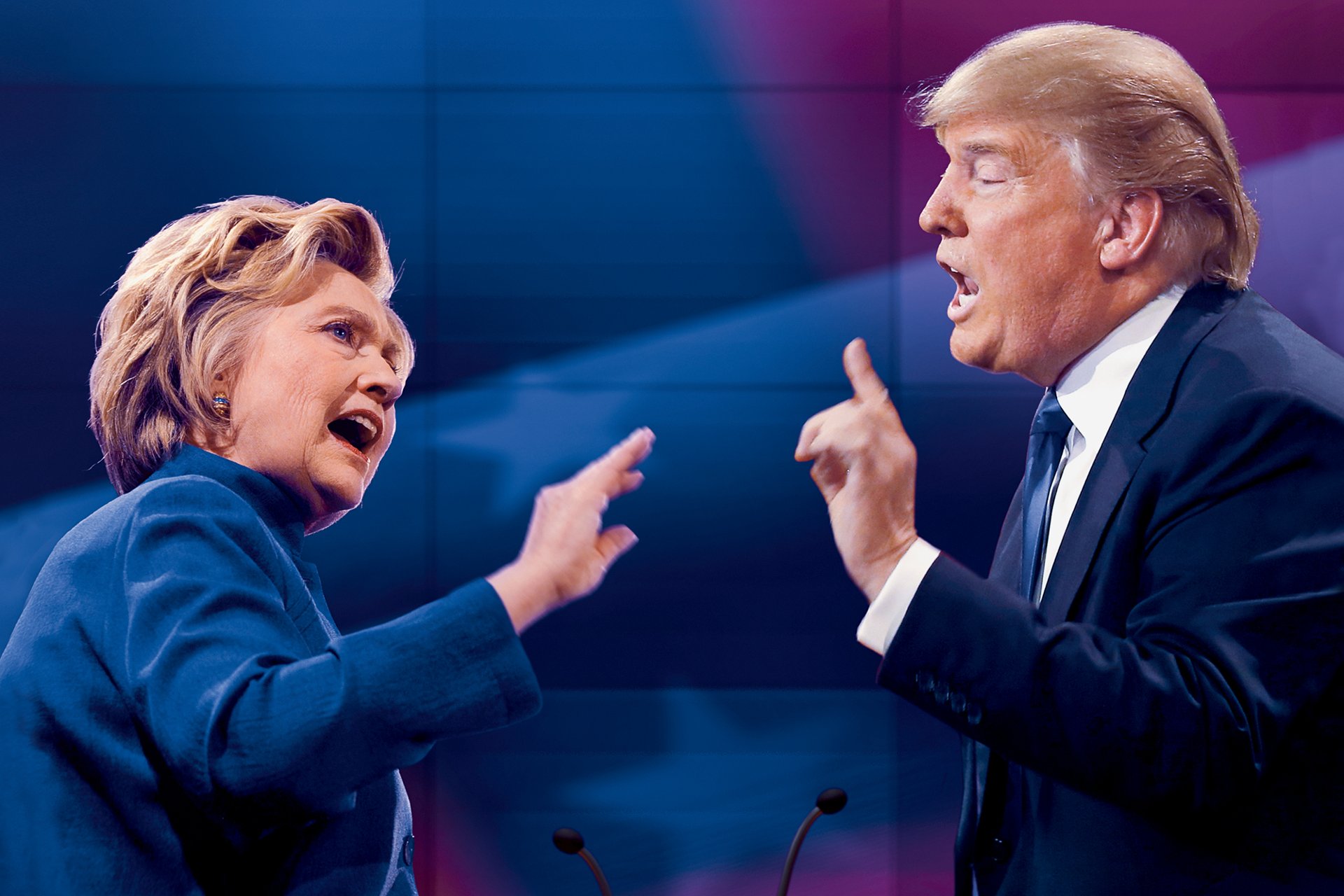 Hillary Clinton and Donald Trump debating