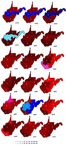 West Virginia Electoral Maps, 1972-2006