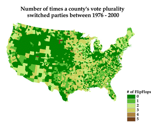 Volatile Counties, 1976-2000