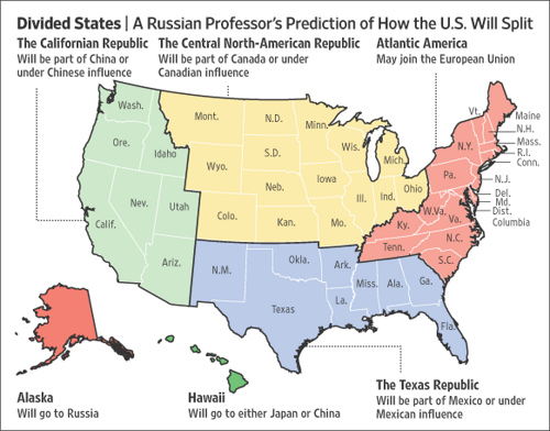 Breakup Of America Map Map of the Day: Ex KGB Analyst Predicts Balkanization of U.S. 