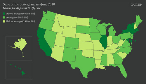 Obama Approval Rating by State, 2010