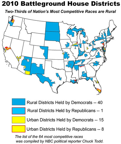 Most Shaky House Districts are Rural