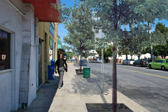 improved with wider sidewalk, street trees (courtesy of SvR Design) improved with wider sidewalk, street trees (courtesy of SvR Design)