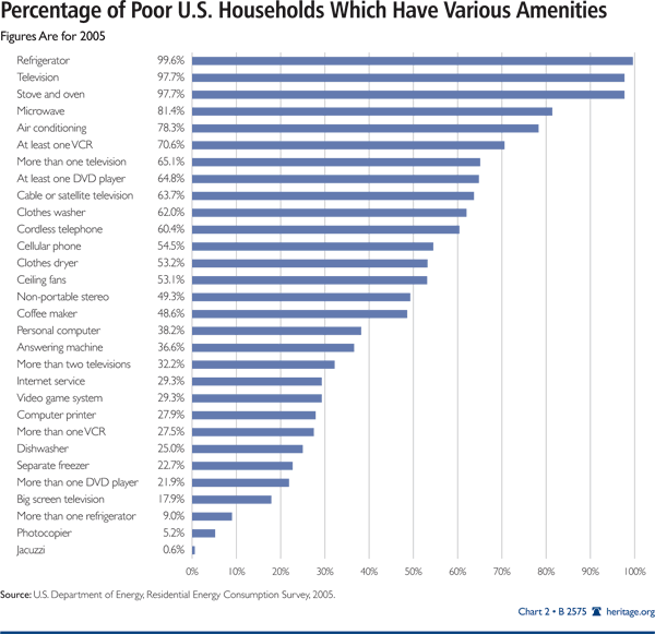 Percentage of Poor U.S. Households Which Have Various Amenities