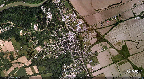 satellite photo of Mount Morris (via Google Earth)