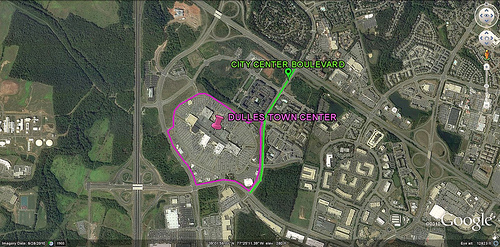 Dulles Town Center & City Center Blvd (via Google Earth)