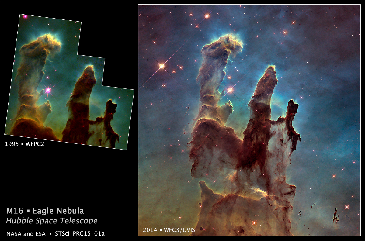 Uittrekken bagageruimte Zachte voeten NASA Releases New Photos of Pillars of Creation Taken by Hubble Telescope -  The Atlantic