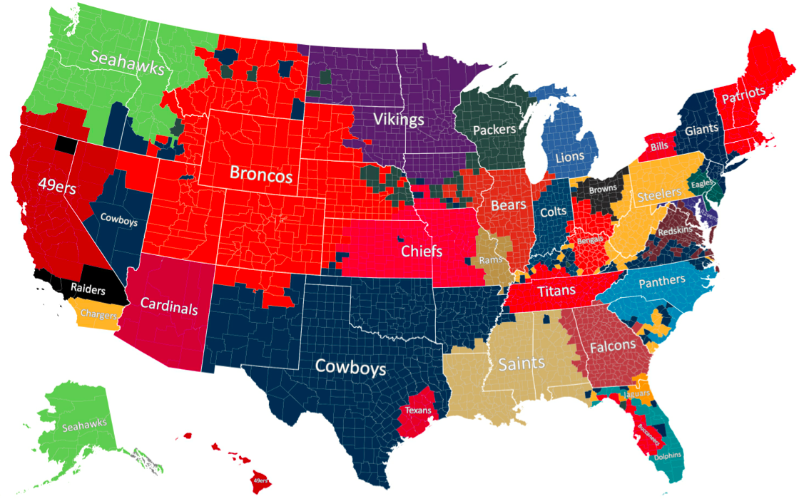 The Geography Of Nfl Fandom The Atlantic