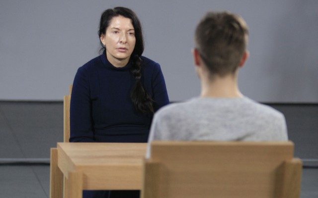 Marina Abramovic at her 2010 exhibition "The Artist Is Present"