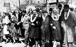 Martin Luther King Jr., Abraham Joshua Heschel, and others march in Selma, Alabama, in 1965.