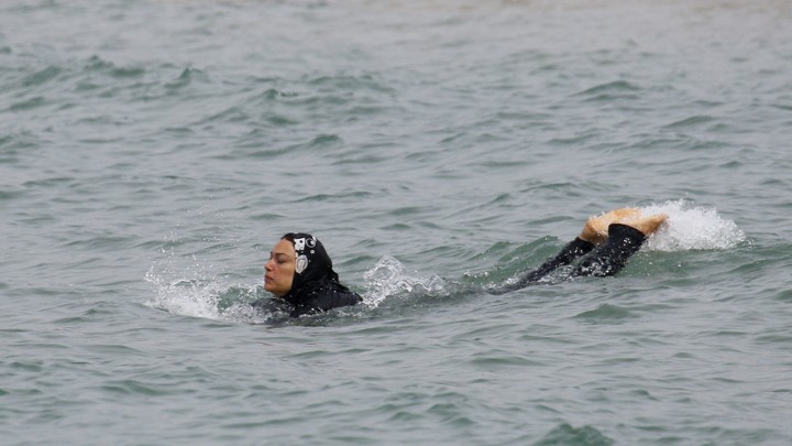 A woman wearing the Burqini in Marseille, France