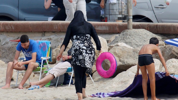 A woman wearing a burqini in Marseilles, France