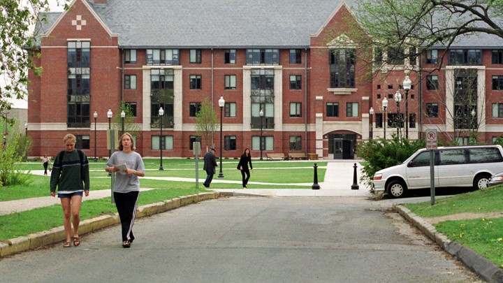 Students walk on the University of Connecticut campus where the creation of a black-male-only living space was recently announced.