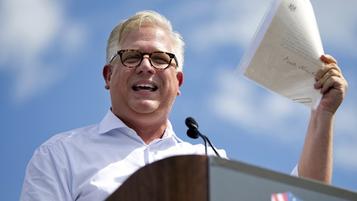 In this Wednesday Sept. 9, 2015, file photo, radio host Glenn Beck speaks during a Tea Party rally against the Iran deal on the West Lawn of the Capitol in Washington.