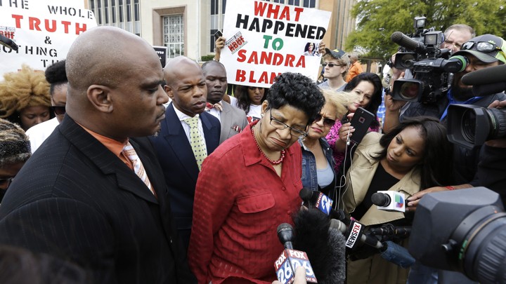 Geneva Reed-Veal, mother of Sandra Bland, arrived at the March arraignment of former Trooper Brian Encinia for perjury related to Bland's death.