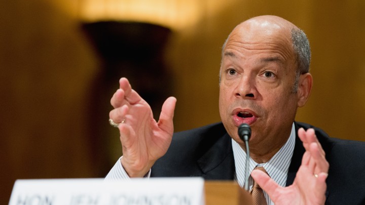 Homeland Security Secretary Jeh Johnson testifies on Capitol Hill in Washington.