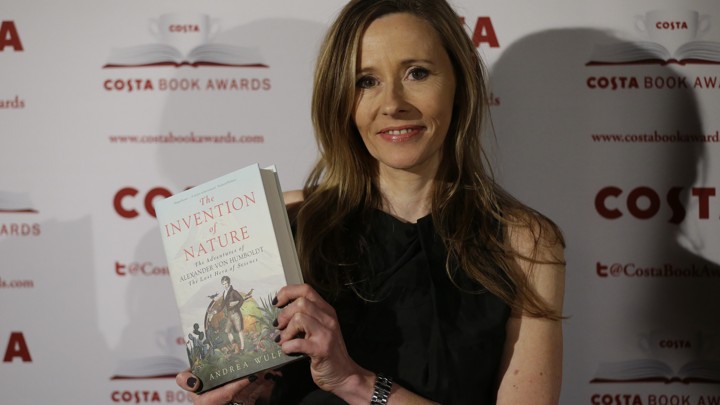 Andrea Wulf poses with her book at the Costa Book Awards, where it won first place.