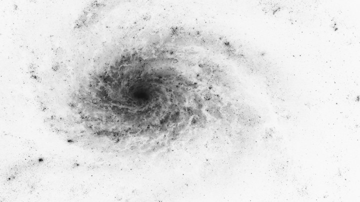 A negative photo of galaxy NGC 3810.