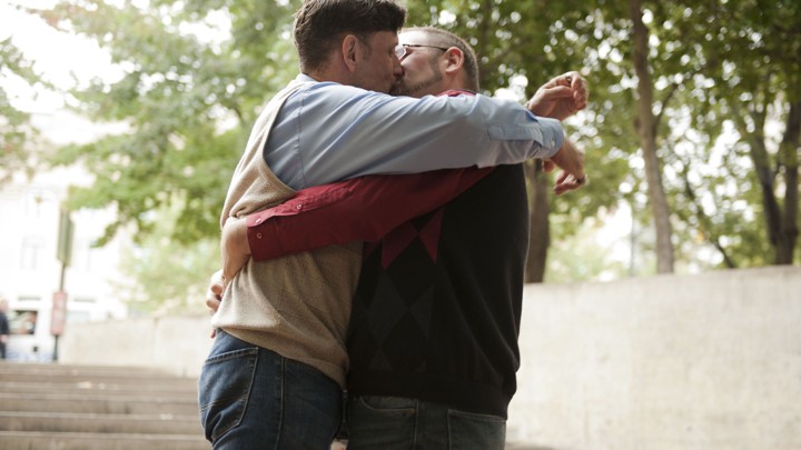 A gay couple kiss after getting married in Charlotte, North Carolina, in 2014.