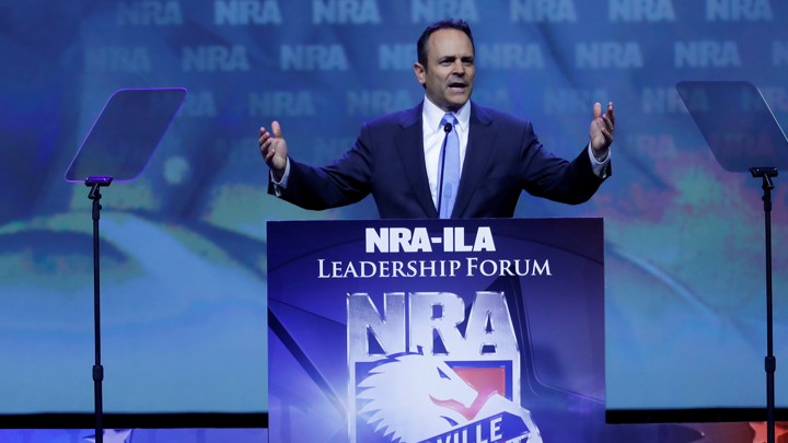 Kentucky Governor Matt Bevin speaks at the NRA-ILA Leadership Forum in May 2016.