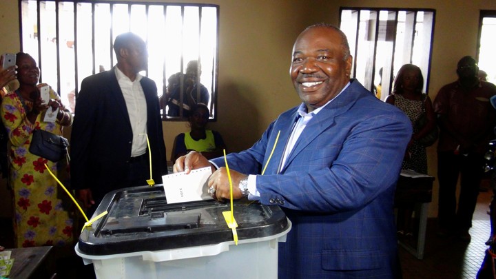 Ali Bongo, Gabon’s incumbent president, votes during last month’s presidential election in Libreville, Gabon.