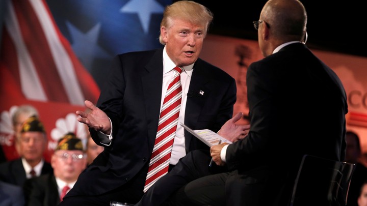 Donald Trump and Matt Lauer at Wednesday's Commander in Chief Forum