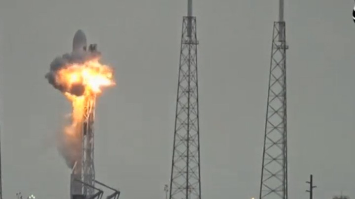 An explosion on the launch site of a SpaceX Falcon 9 rocket is shown in this still image from video in Cape Canaveral, Florida, on September 1.