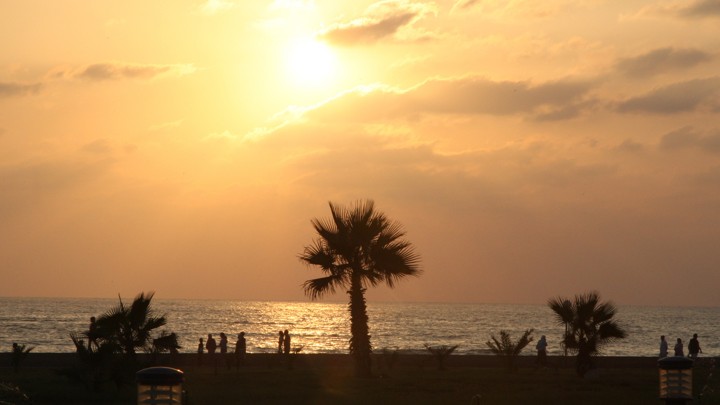 A beach at sunset in Tartus, Syria