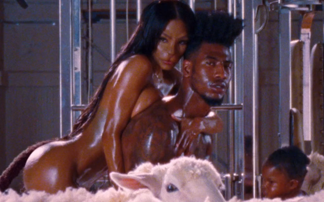 Teyana Taylor, Iman Shumpert, and their baby at the end of the 'Fade' video