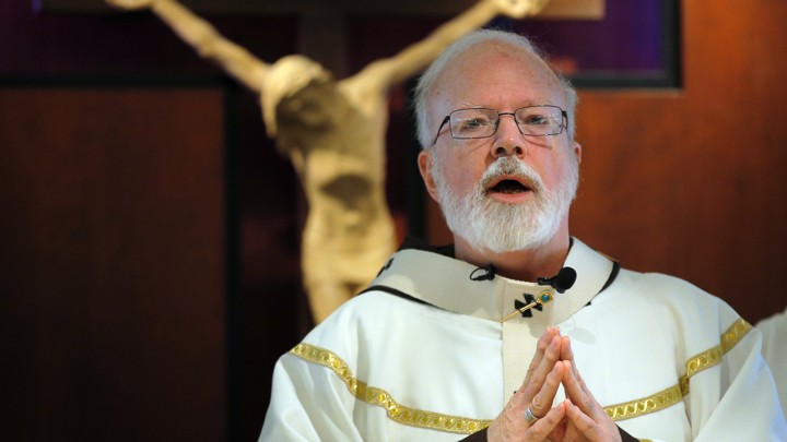 Cardinal Sean O'Malley of Boston celebrates Mass before a crucifix. He is leading the opposition against Question 4, a Massachusetts ballot initiative that would legalize recreational use of weed.