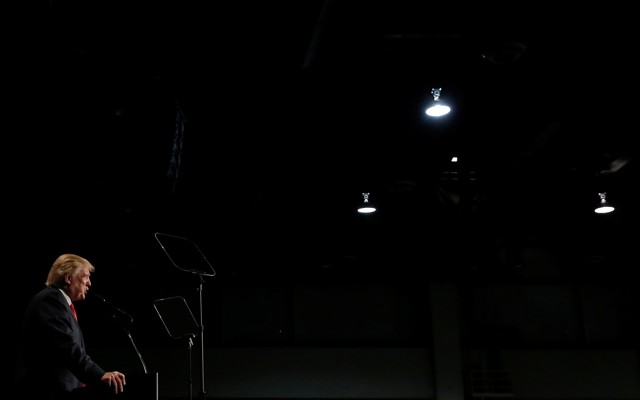 Republican presidential nominee Donald Trump speaks at a campaign rally in Reno, Nevada.