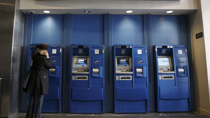 A bank of ATMs