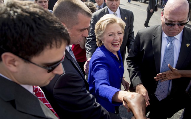 Hillary Clinton greets supporters in Florida.