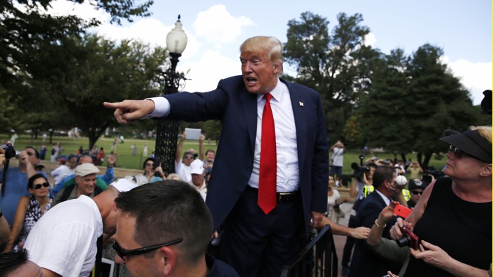 Donald Trump arrives at a Capitol Hill rally to "Stop the Iran Nuclear Deal" in Washington on September 9, 2015.