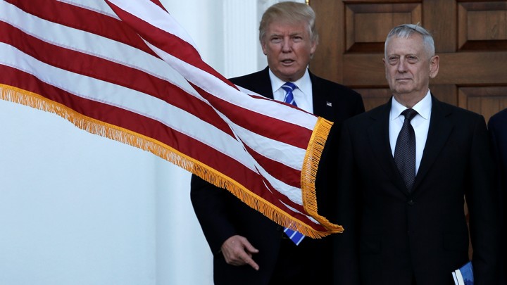 Donald Trump with James Mattis after a November meeting at Trump National Golf Club.