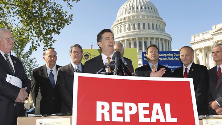 Republican Senator Jim DeMint delivers remarks opposing Obamacare at a news conference in 2011.