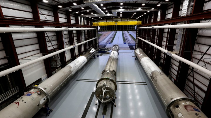 Falcon 9 rockets at the Kennedy Space Center in Cape Canaveral, Florida