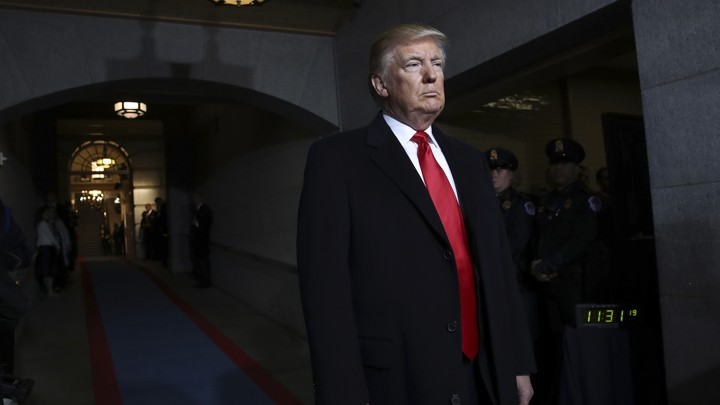 U.S. President-elect Donald Trump arrives on the West Front of the U.S. Capitol on January 20, 2017 in Washington, DC.