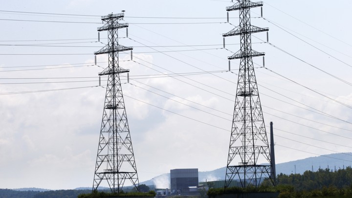 Power lines led away from Vermont Yankee, a now-decommissioned nuclear power plant, in 2013.