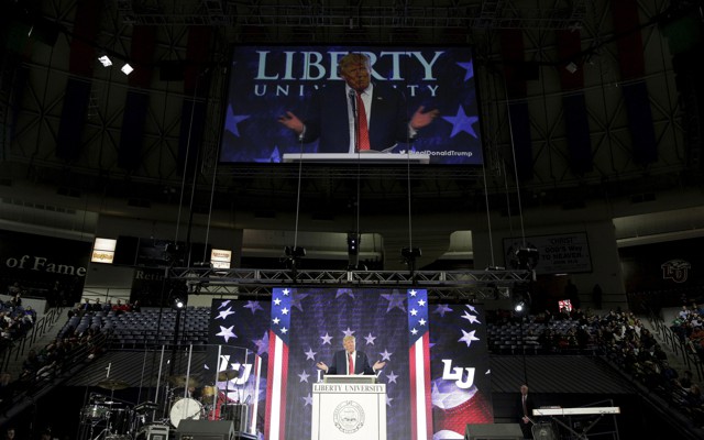 Donald Trump speaks at Liberty University in January 2016.