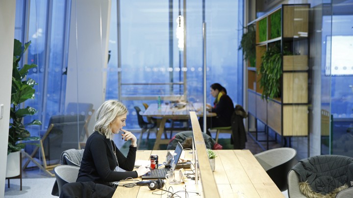Two women working in an office
