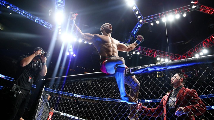 Dominican-Canadian UFC fighter Alex Garcia reacts following his knockout victory against Mike Pyle in December 2016