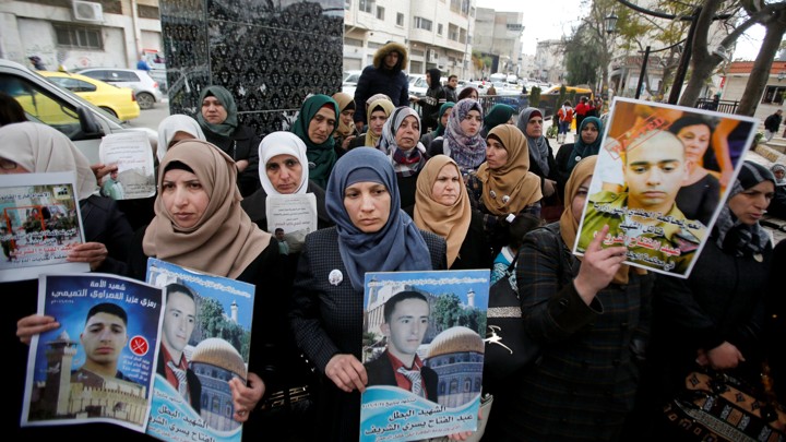 A protest in the West Bank city of Hebron on January 4, 2017