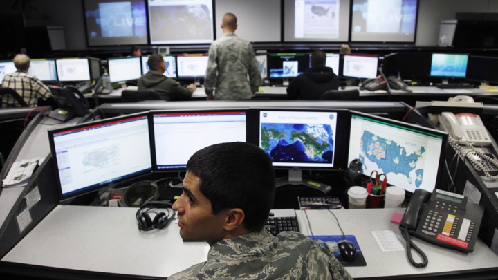 The Air Force Space Command Network Operations & Security Center at Peterson Air Force Base in Colorado Springs, Colorado
